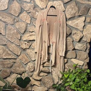 Distressed tans and pink patchwork style cardigan